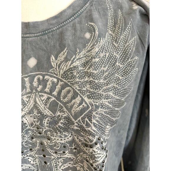 AFFLICTION Diamond Creek Long Sleeve Crewneck Rhinestone Braided Back Sz XL NWT - Picture 4 of 6